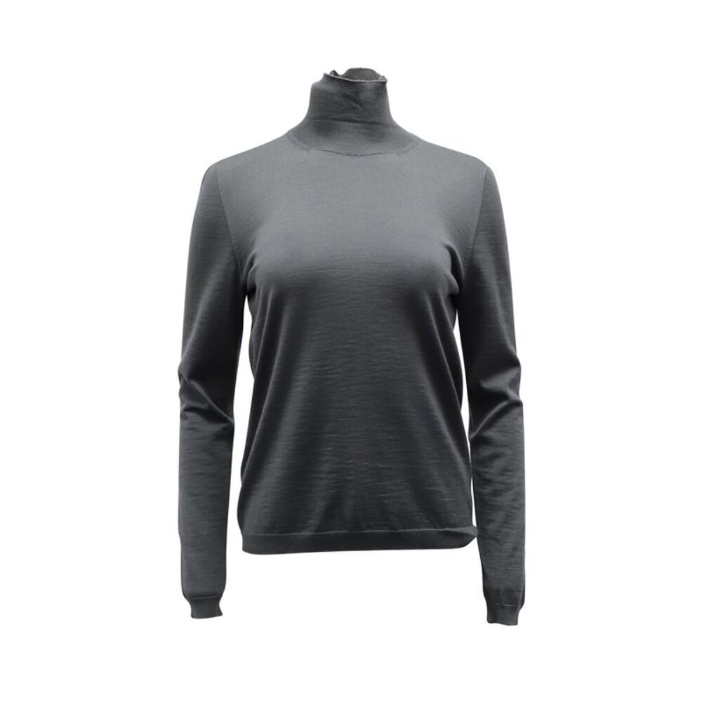Marni Long Sleeve Turtleneck Sweater in Grey Wool
